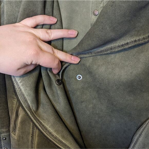 MARRAKECH Women's Green MARNI Scuba Suede Full Zip Moto Jacket - Picture 3 of 5